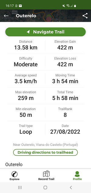 Wikiloc app - trail details