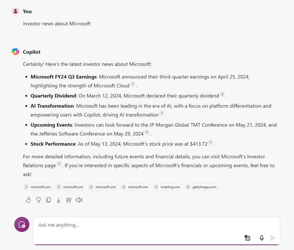 Microsoft Copilot screengrab